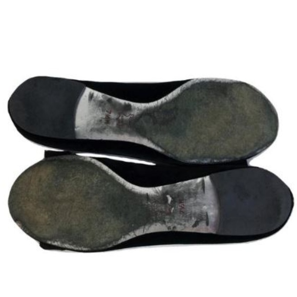 TORY BURCH JESSICA BLACK VELVET BOW SILVER FLATS - Picture 8 of 8